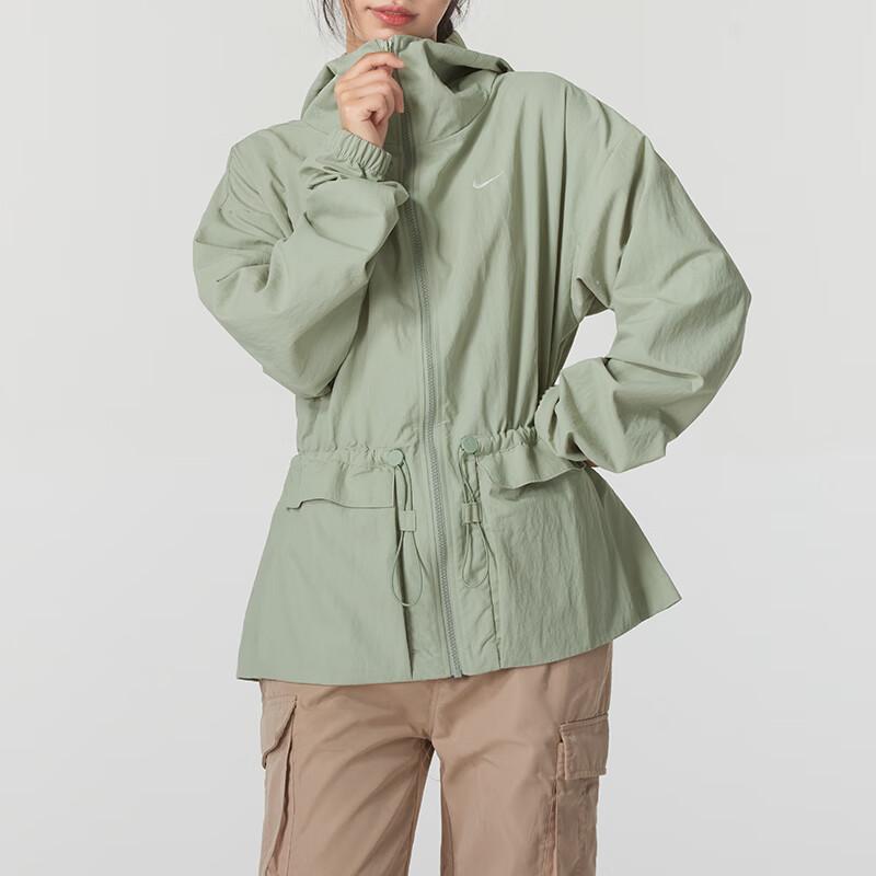 Nike Oversized Hooded Zipper Solid Jacket Women Jackets Green FN3670-370