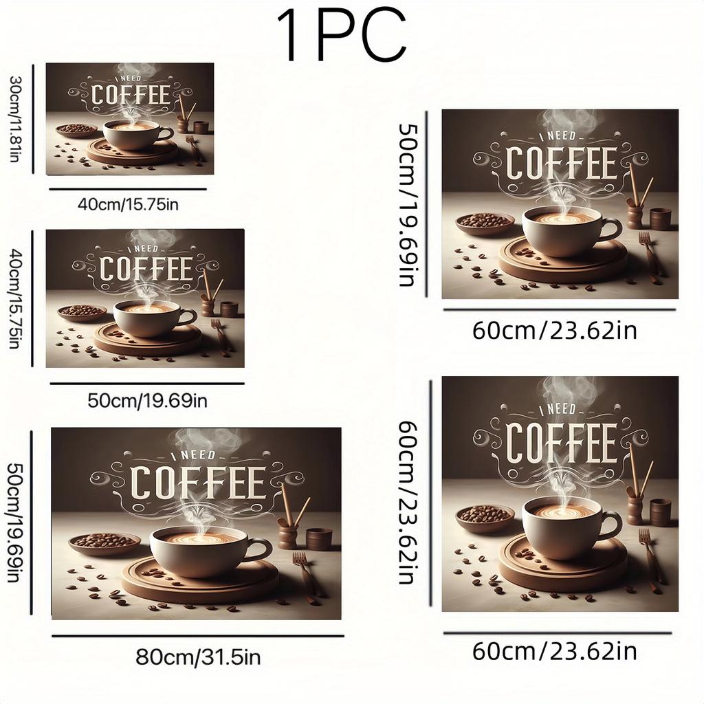 1Pcs Rubber Drying Mat With Coffee Print For Coffee Shop Restaurant Kitchen Carpet Tableware Durable Diatom Mud Table Mat Pet Mat Coffeeware