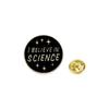 Black White Enamel Alloy Cartoon Brooch Trust Science English Word Pattern Fashion Badge Decoration For Clothing Backpack Accessory