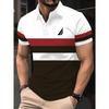 2026 Summer Men's Polo Shirt with Stripes Print Breathable Lightweight Casual Fashionable Outdoor