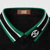 Men's 100% Cotton Short-Sleeved Polo Shirt with Color Contrast and Letter Print