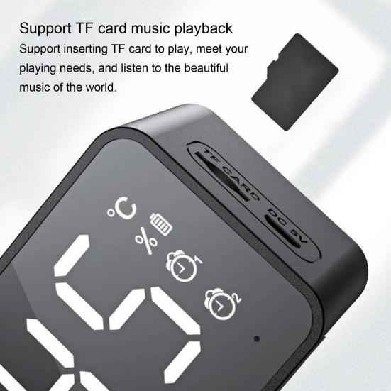 G50 Wireless Speaker Mini Mirror Surface Design Support TF Card 2-in-1 Practical Bluetooth-compatible Loudspeaker Alarm Clock for Home