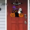 Pumpkin Wall Plaque Halloween Wooden Welcome Door Sign, Ghost Bat Hanging Decor Indoor Outdoor Decoration for Yard, Home Party Entrance Rustic