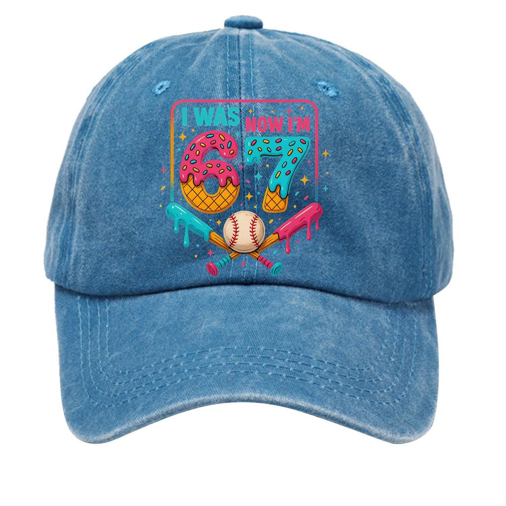 Washed Cotton Baseball Cap With Printed Distressed Soft Top Denim Hat For Men, European And American Retro Hat