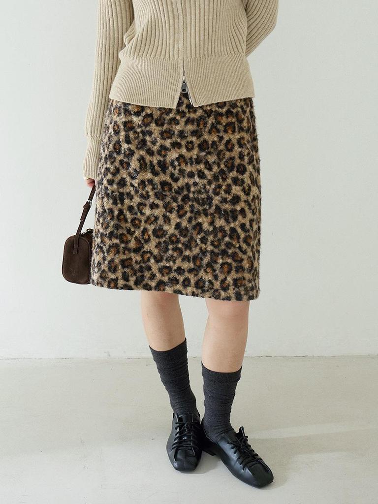 Spicy Girl Leopard Print High-Waisted Midi Skirt - Slimming, Hip-Hugging Autumn/Winter Style