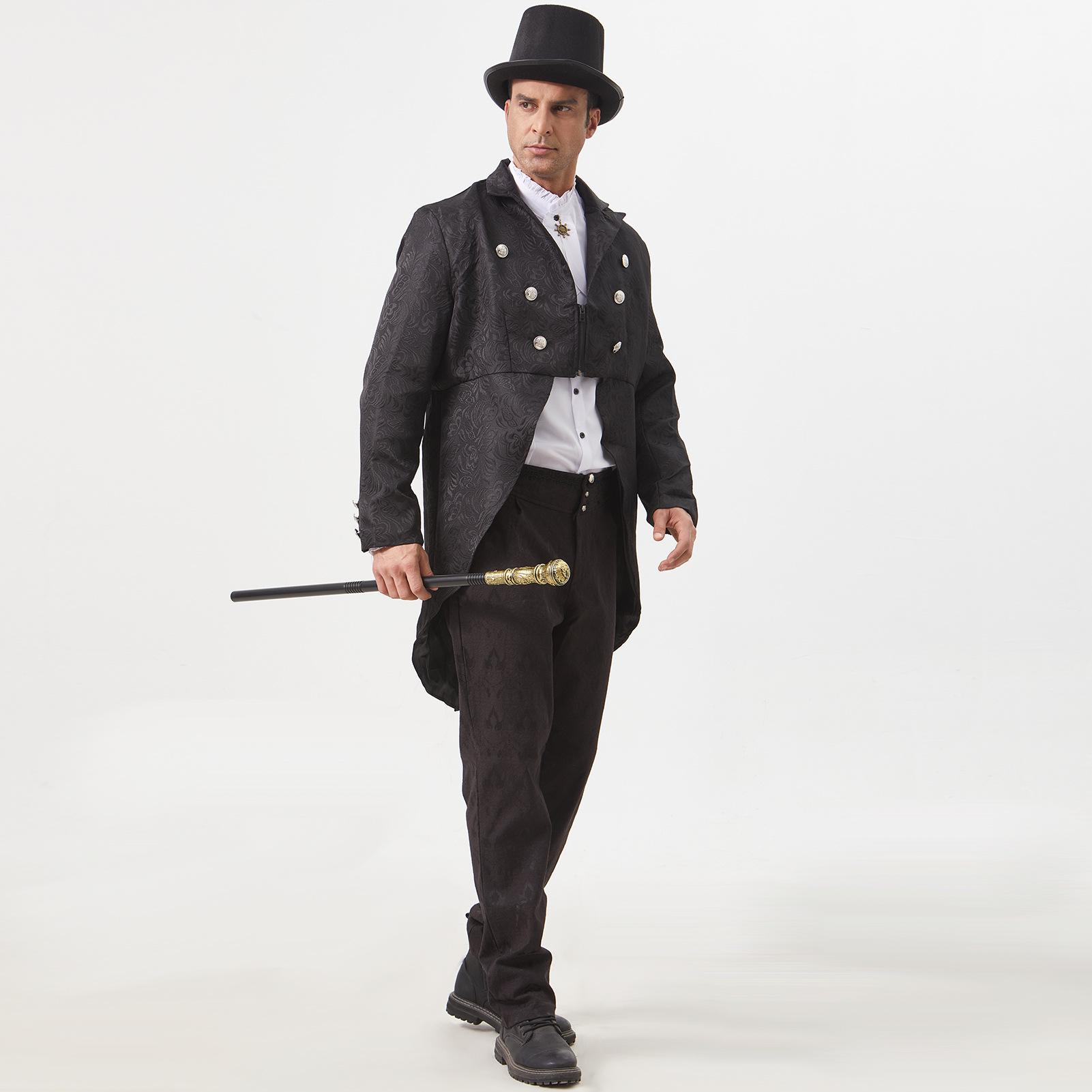 

Men s Punk Swallowtail Coat - Retro Medieval Mid-Length Performance Outerwear L
