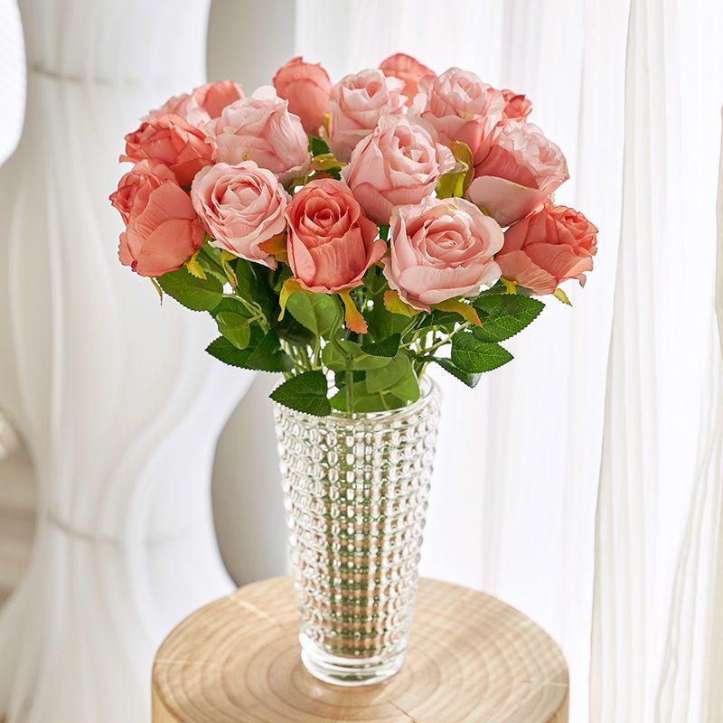 Symulacja światła luksusowa bułgarska róża salon dekoracyjny kwiat ozdoba dekoracja stołu jadalnego sztuczny kwiat panna młoda strzał na zewnątrz bukiet kwiatów