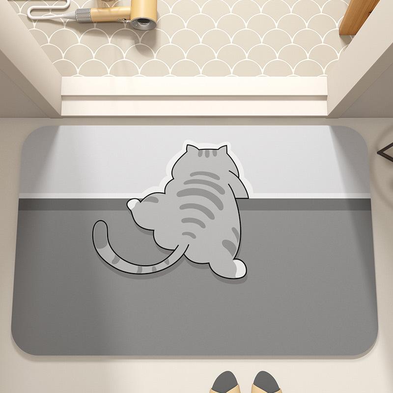 Cartoon Pet Non-slip Diatom Mud Bathroom Floor Mat - Cuttable, Washable, Thickened Foot Pad