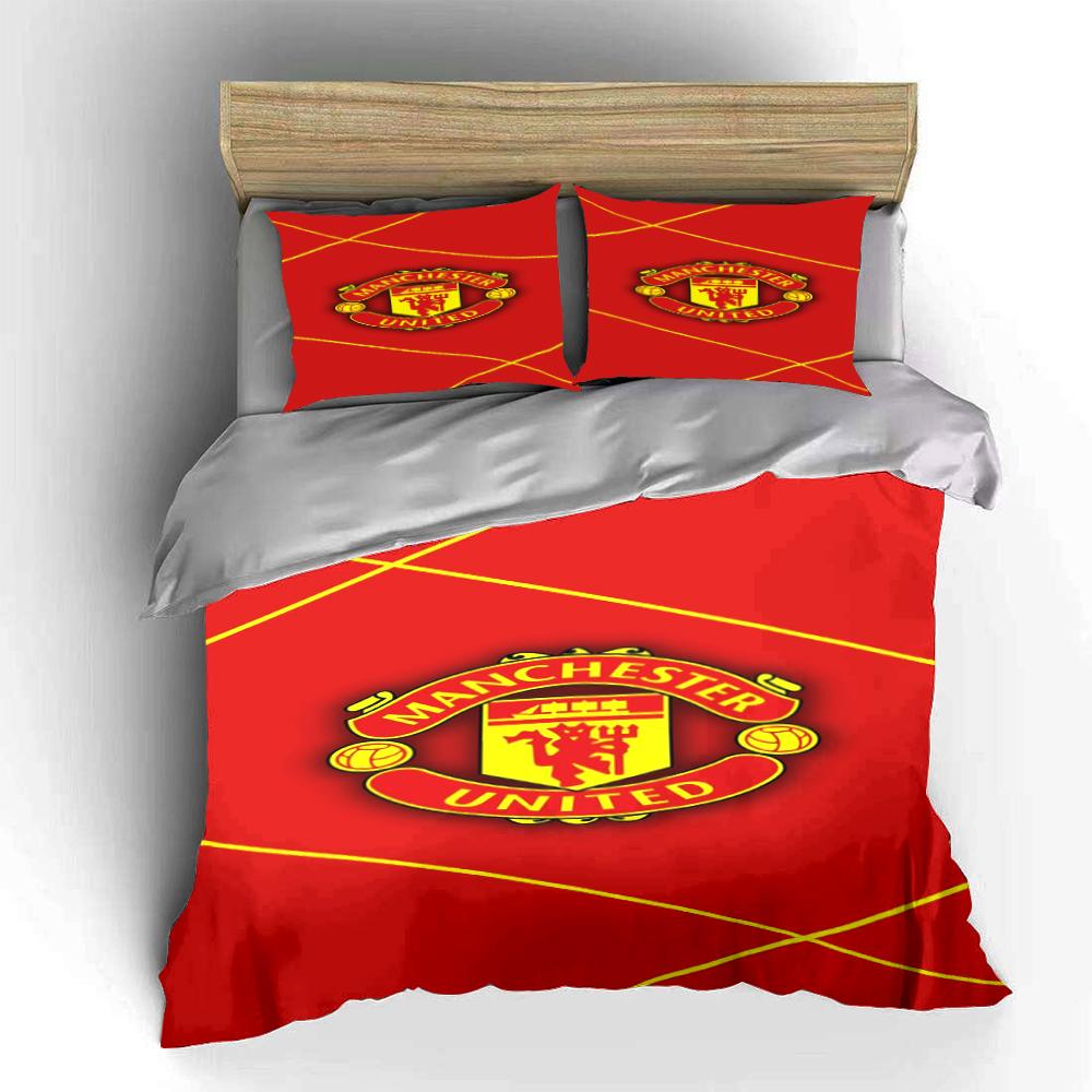Red Manchester Bedding Set Bedding Set (1 Duvet Cover, 2 Pillowcases, Duvet Not Included)