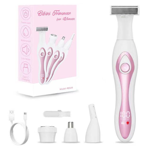 4-in-1 Women's Hair Remover and Electric Trimmer for Bikini, Pubic, and Nose Hair