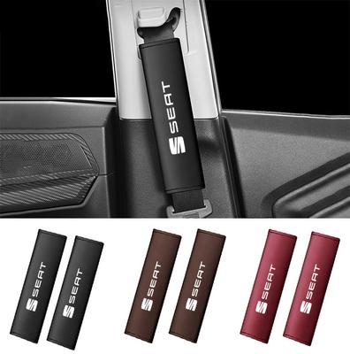 2pcs Leather Belt Covers Car Accessories Car Shoulder Pad Seat Belt For Seat FR Leon Ibiza Altea Exe 5f Mk2 Mk3 Accessories