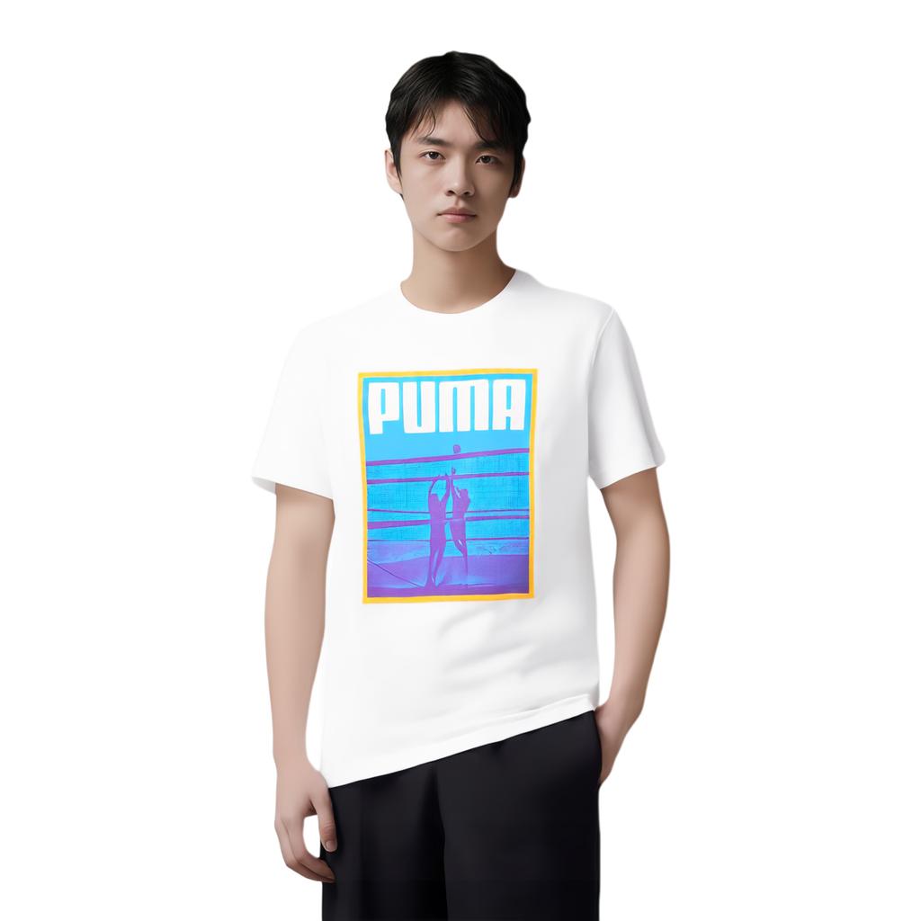 Puma Fashion Round Neck Pullover Short Sleeve T-Shirt Men Tops White 690247-02