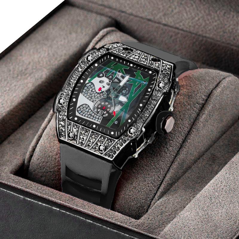 Watch Men S Hollow Design Quartz Guochao Panda Luminous Fashion Personality Cool High Value Naked watch