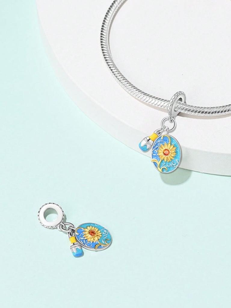 Charms Plata Art Festival Painting Boardbeads Charm Copper Plated Fit Charms Original Bracelet For Jewelry Making Diy Charm