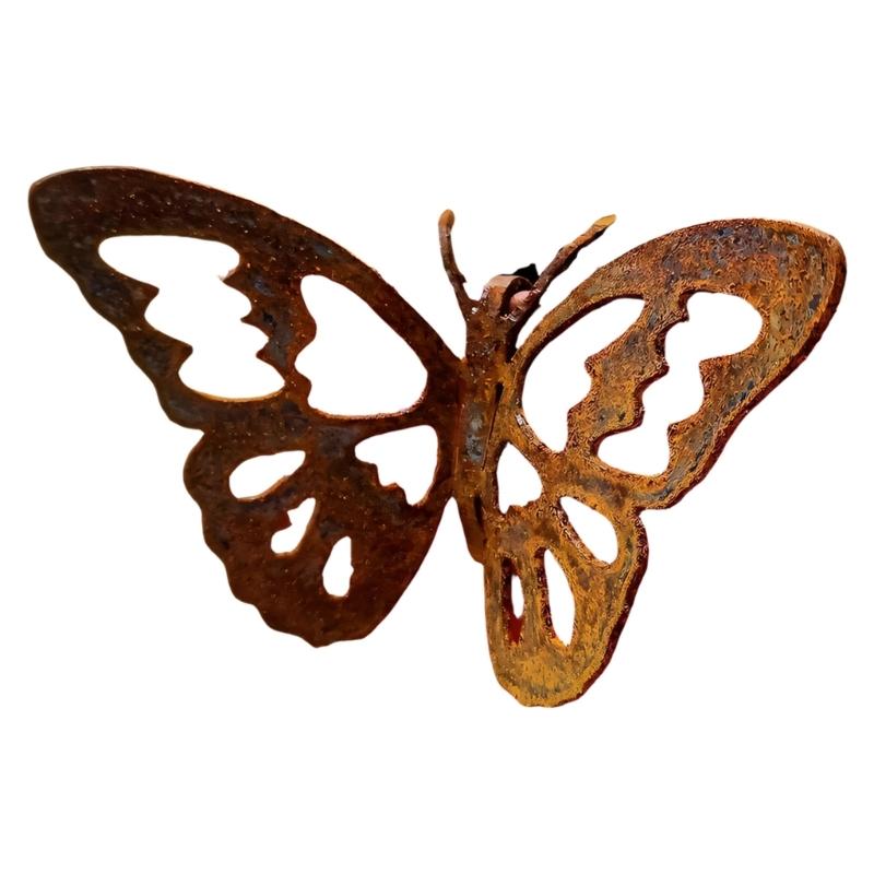 Garden Hanging Butterfly Figurine Decoration Iron Butterfly Ornament Outdoor Fence Yard Cute Iron Statue Gift