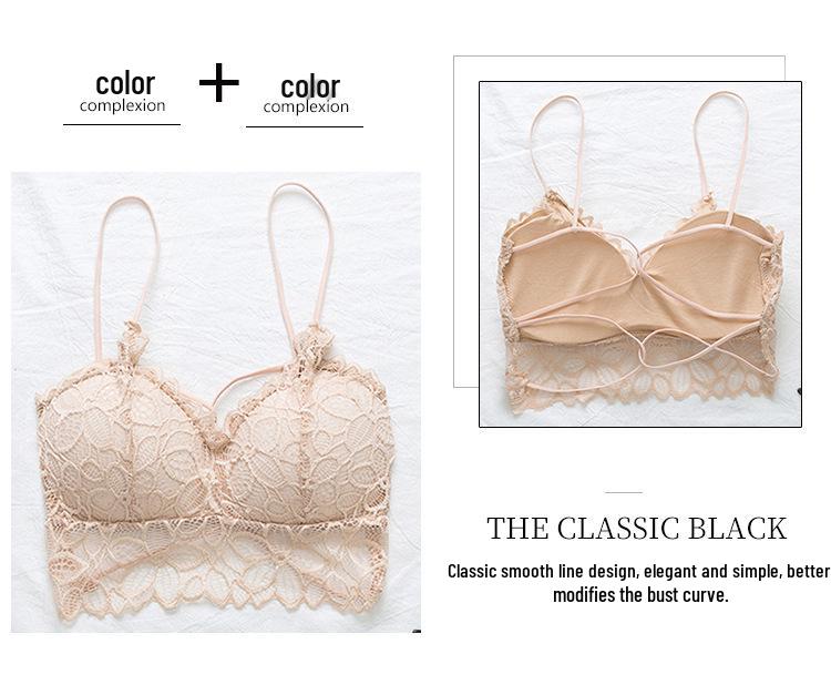 Stylish Back Cross Lace Push-Up Strapless Bra