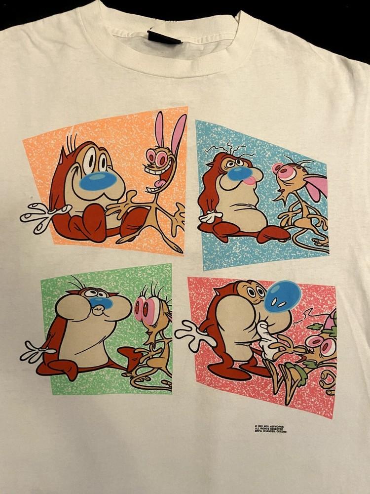 

Vintage 1991 Ren and Stimpy White Cotton All size TShirt 2HRC119 Unisex T-Shirt XXXXL