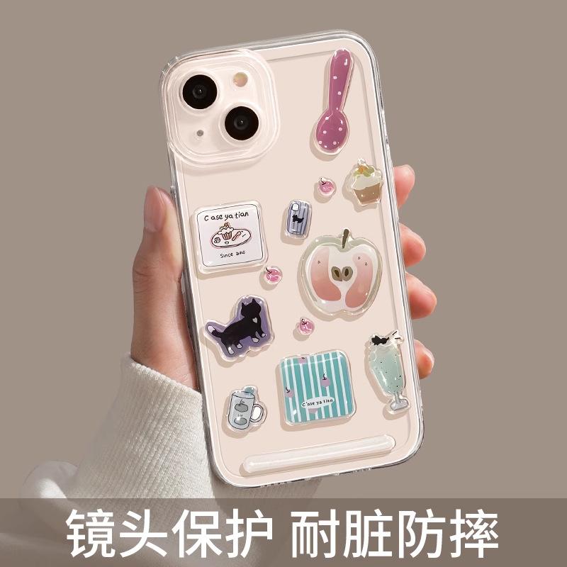 Apple 17promax Mobile Phone Case Transparent iPhone 17, Cute DIY Cat Design, Full Coverage Air Soft Case