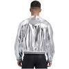 Mens Metallic Bomber Jacket Striped Band Long Sleeve Shiny Outerwear Club Coat Street Style