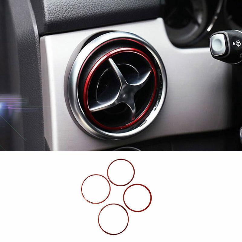 For Benz GLK Red Aluminum 2009-15 Red Central Console Air Outlet Vent Trim 4PCS