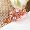New Delicate Flower Ring Women Rose Gold Color Shiny Cubic Zirconia Party Finger-ring Daily Girl Stylish Jewelry New