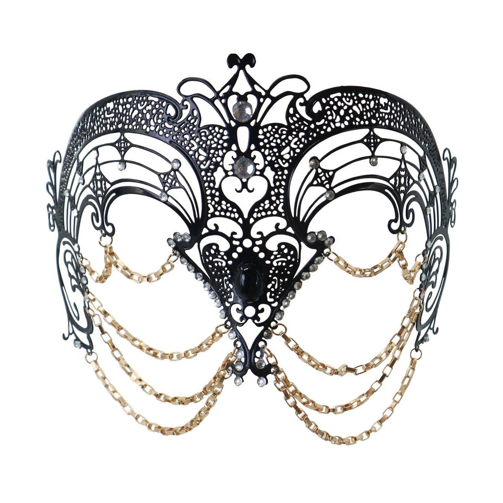 Metal Tassels Masquerade Mask with Rhinestones Masquerade Costume Accessories For Women Wedding Halloween Masquerade
