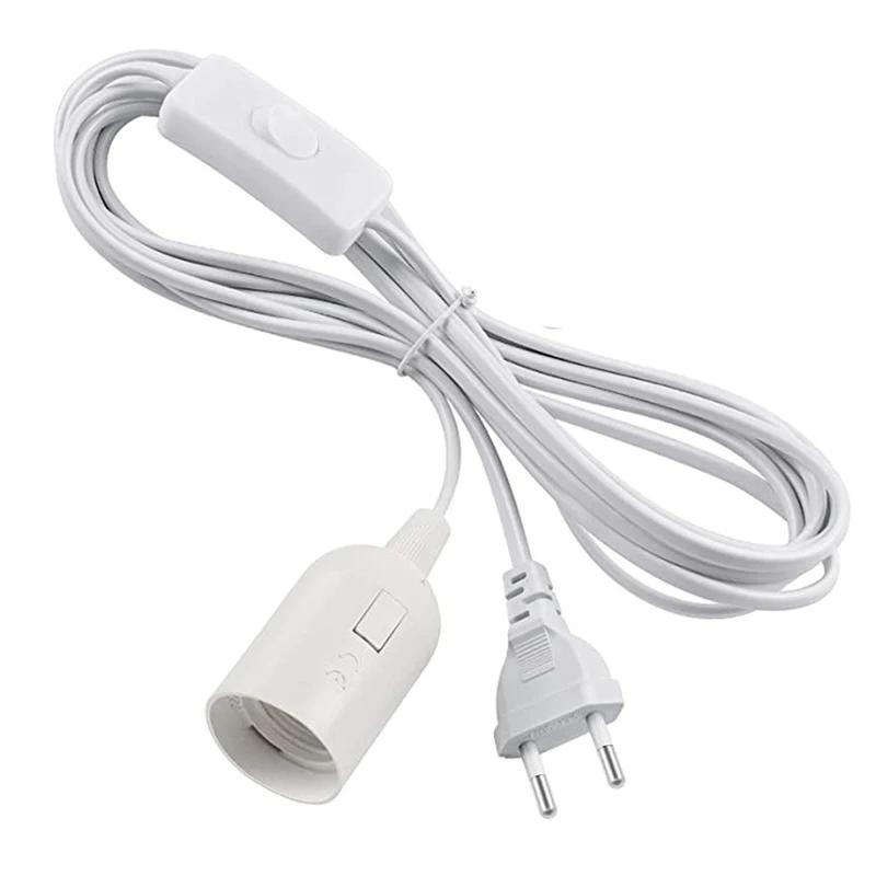 E27 Lamp Base Holder With Switch Wire EU Plug 1.8m Power Cord Cables For Pendant Led Bulbs Fixture Hanglamp Suspension Socket