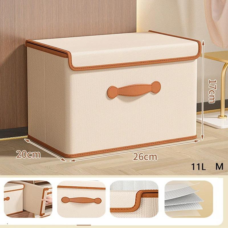 Clothes Storage Box with Lid Household Wardrobe Organizer for Underwear Blankets & Garments Fabric Storage Basket Storage Box