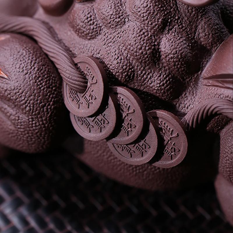 Handmade Golden Toad Purple Sand Tea Pet Purple Clay Sculpture Tea Play Gifts Lucky Golden Toad