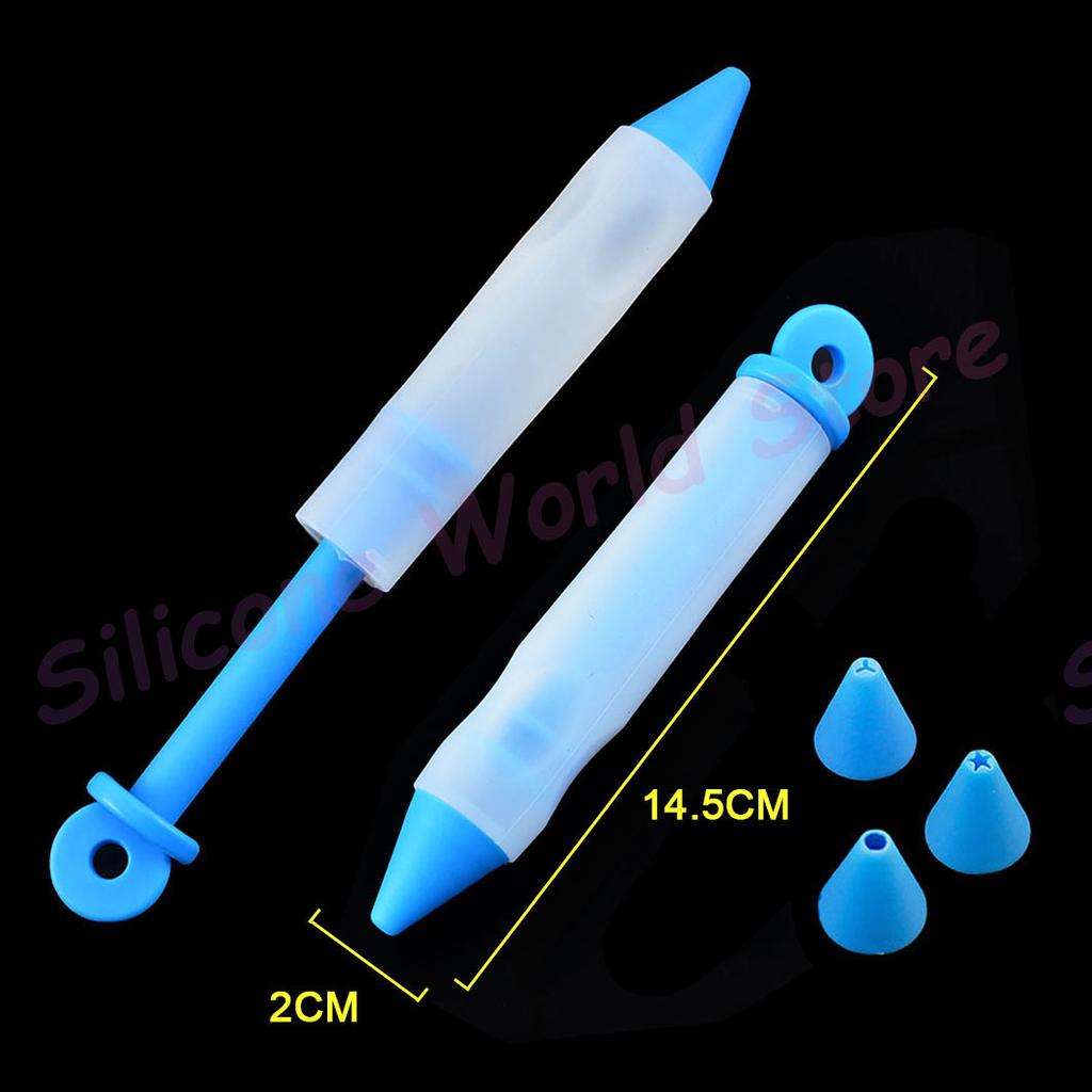Silicone World 4 Heads Silicone Mounted Pen Chocolate Cream Mounted Mouth Dessert Decoration Writing Pen Cream Pen Baking Tools