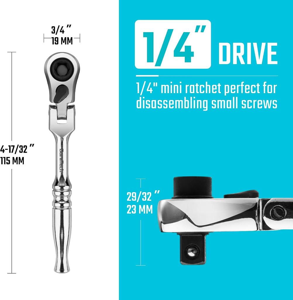 Xiaomi 1/4'' Drive Ratchet Handle 2-in-1 Chrome Vanadium Steel Multi-Purpose Reversible Resilient Head Ratchet Wrench Ratchet Handle