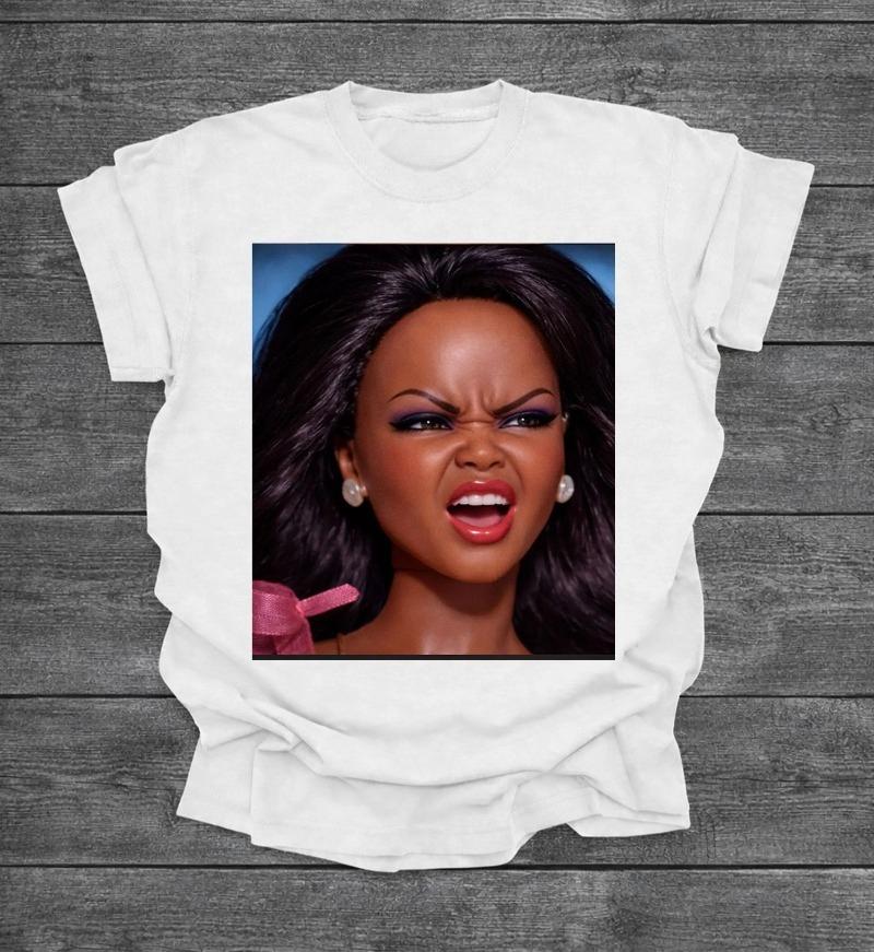 Angry Disgusted Black Doll Face Meme Reaction Meme Funny Shirt Summer Unisexs and Womens Loose and Breathable Tshirt Top S