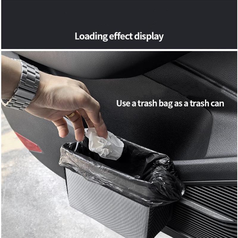 Car Side Door Foldable Trash Can PU Leather Multifunction Storage Box Car Organizer Seatback Hanging Storage Bag Trash Bin