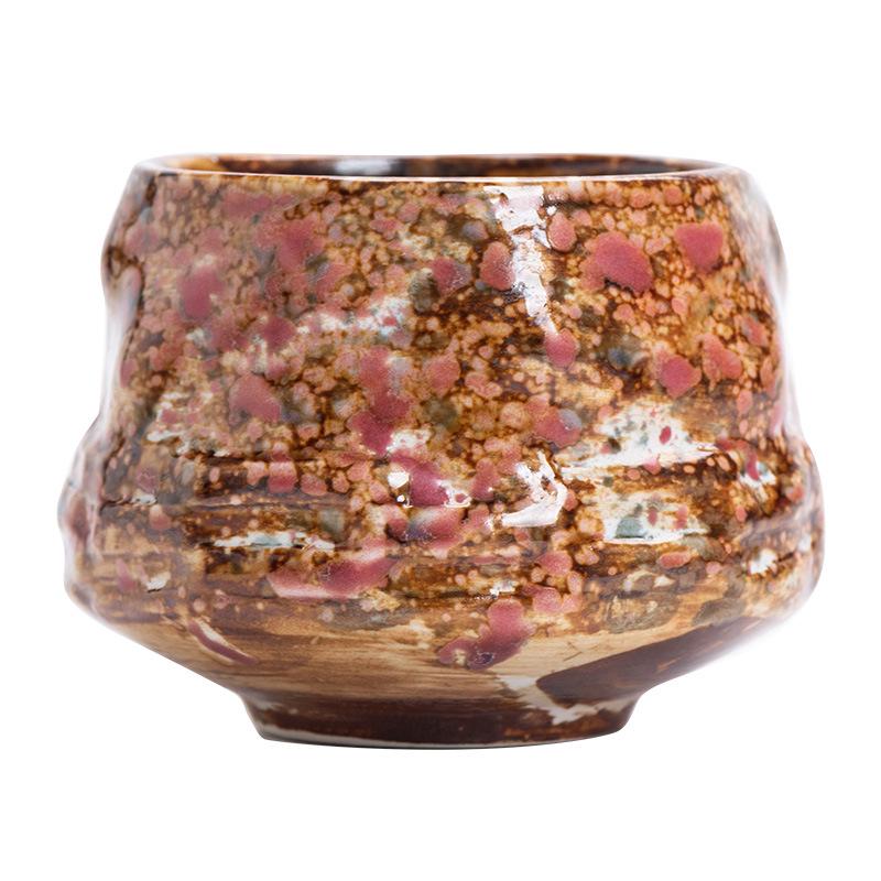 Retro Ceramic Kiln-Change Mug: Pleated Coarse Pottery Coffee Cup