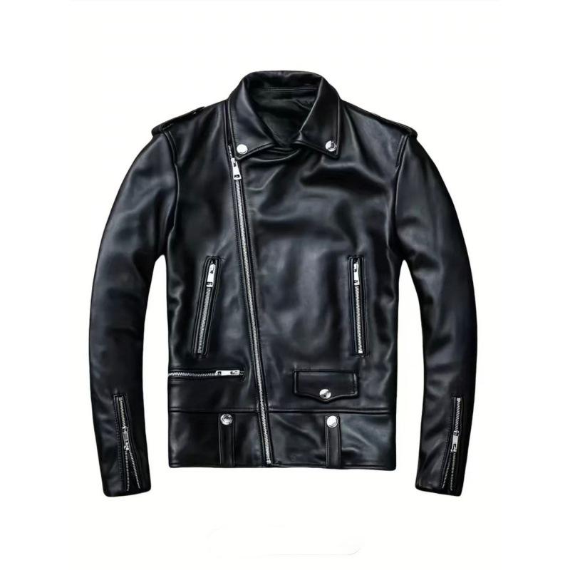New Men's PU Leather Bike Jacket Slim Lapel Zipper Jacket Autumn Trend Men's Leather Jacket