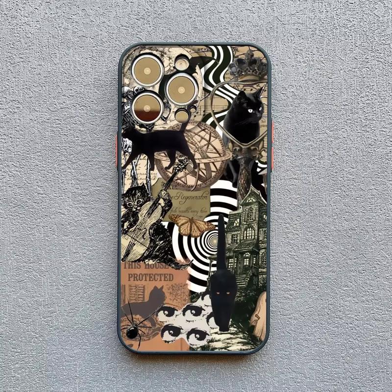 Abstract Art Cat Pattern Phone Case For iPhone 17 Pro Max 16 15 Pro Plus 14 13 Mini 12 11 XR XS 16E 17Air Shockproof Cover