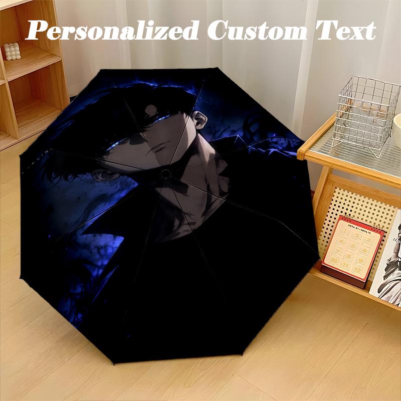 Portable Auto Folding Umbrella,Solo Leveling 8 Rib Waterproof Umbrella For Camping Commute