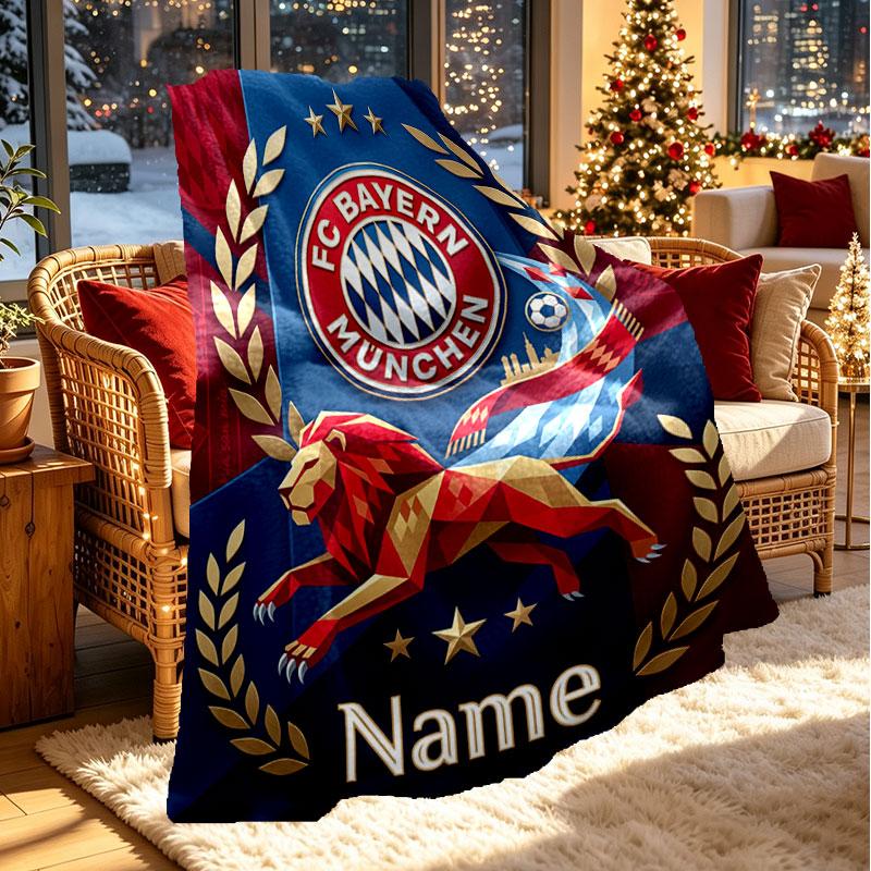 Custom Name Personalized FC Bayern Munich Print Blanket, Home Decor, Bedroom, Sofa, Camping, Couch, Gifts for Birthday Christmas