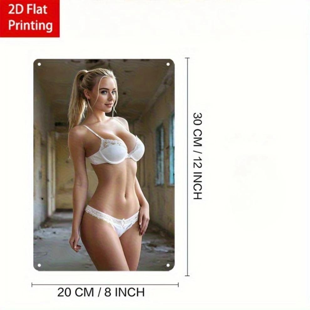 

Винтажный металлический настенный декор Элегантная леди в бикини 8x12 дюймов 2D плоская железная табличка Ретро декор для дома, кухни, бара, сада, кафе 20x30cm（7.8x11.8inch）