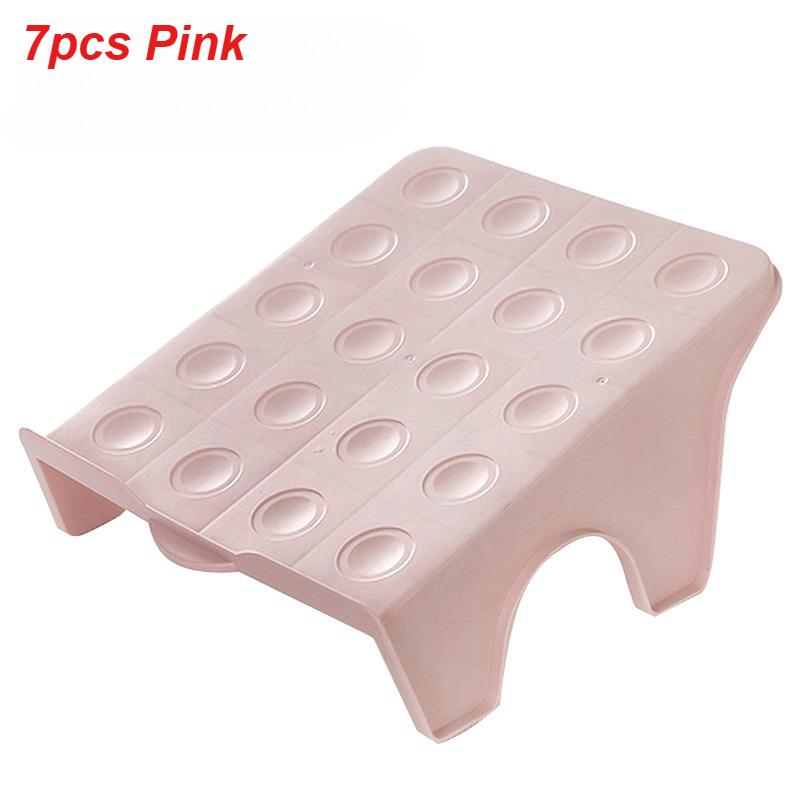7pcs-double-layer Shoe Rack Organizer-stable Plastic Shoe Rack with Multiple Compartments,space-saving and Easy To Assemble
