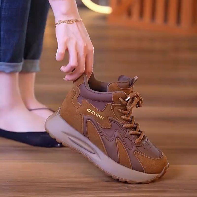 Sportssko med myk såle dame vinter fløyel varme bomullssko nye tykke såler øker Forrest Gump