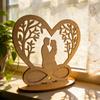 Herzförmiger hölzerner ausgehöhlter Paar-Aufsteller, Ewige Liebe Tischdekoration, Geschenk zum Valentinstag