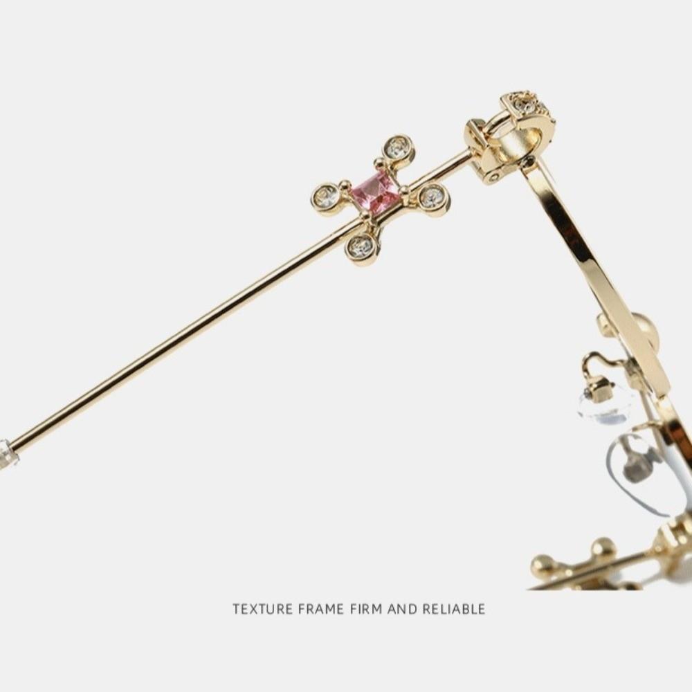 Bling Oval Women Eyewear Y2k Anti-Blue Light Spectacles Simple Rhinestone Sunglasses  Travel