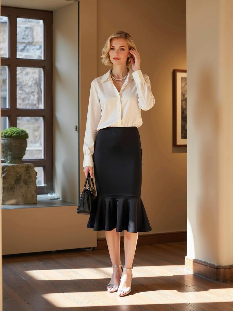Elegant Half-Length Skirt Autumn New Style Fish Tail Skirt Elastic Midi Skirt