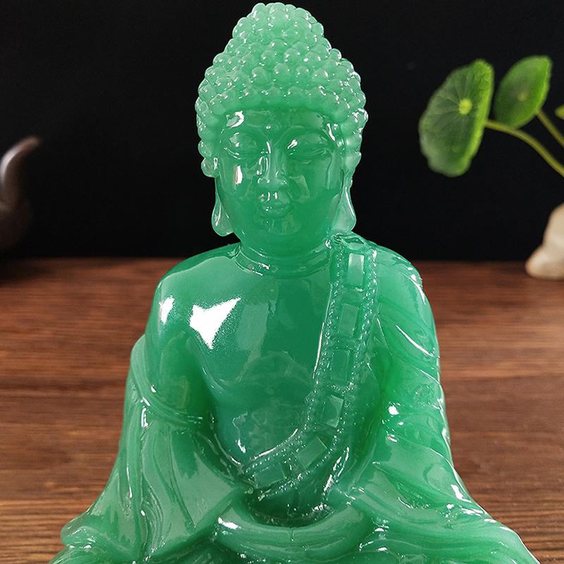 Buddha Statue With Necklace Ornament Lucky Feng Shui Meditation Buddha Sculpture Man-made Jade Stone Home Office Decoration Gift