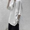 Men T-shirt Solid Color Simple Casual Young Style Friendly to Skin Round Neck Loose Split Hem Half Sleeves Summer Tops Men Clothes