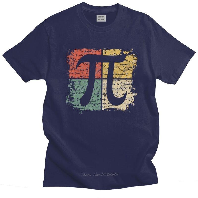 Retro Square Pi Symbol Gift T Shirt Men Cotton Tshirt Leisure Tee Short Sleeves Math Equations Teacher Geek T-shirts Loose Fit