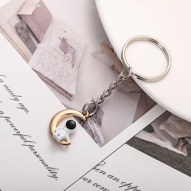 Creative Design Star Moon Astronaut Couple Keychain Sweet Romantic Jewelry Backpack Pendant