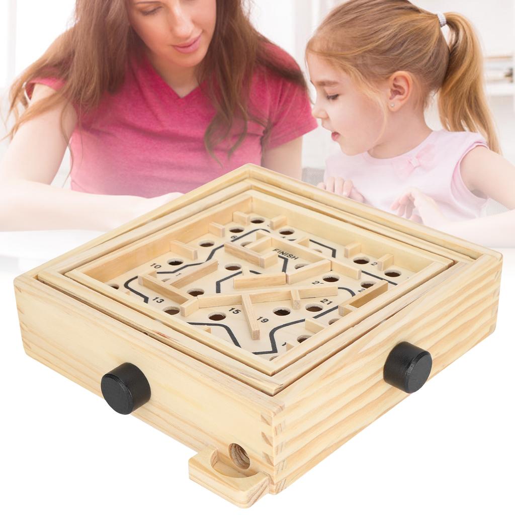 Wooden Maze Game Labyrinth Board Track Ball Puzzle Gaming Educational Toy