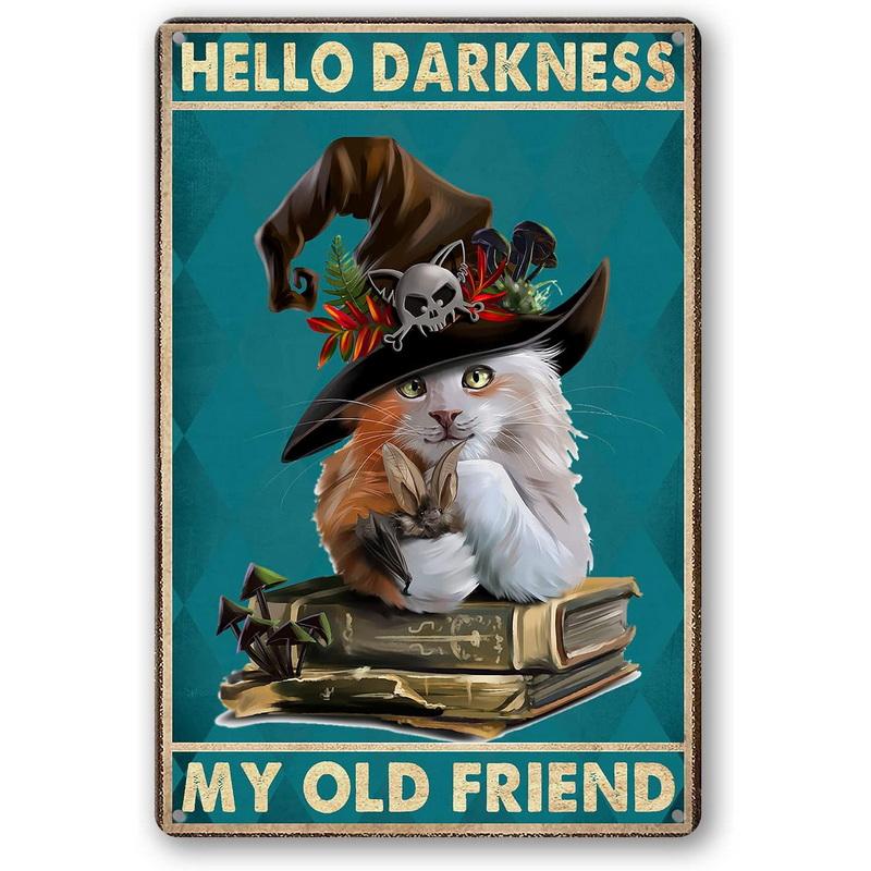 Retro Cat Coffee Metal Tin Sign Vintage Kitchen Signs Wall Decor Because Murder Is Wrong Funny Signs Bar Decorations Art Poster